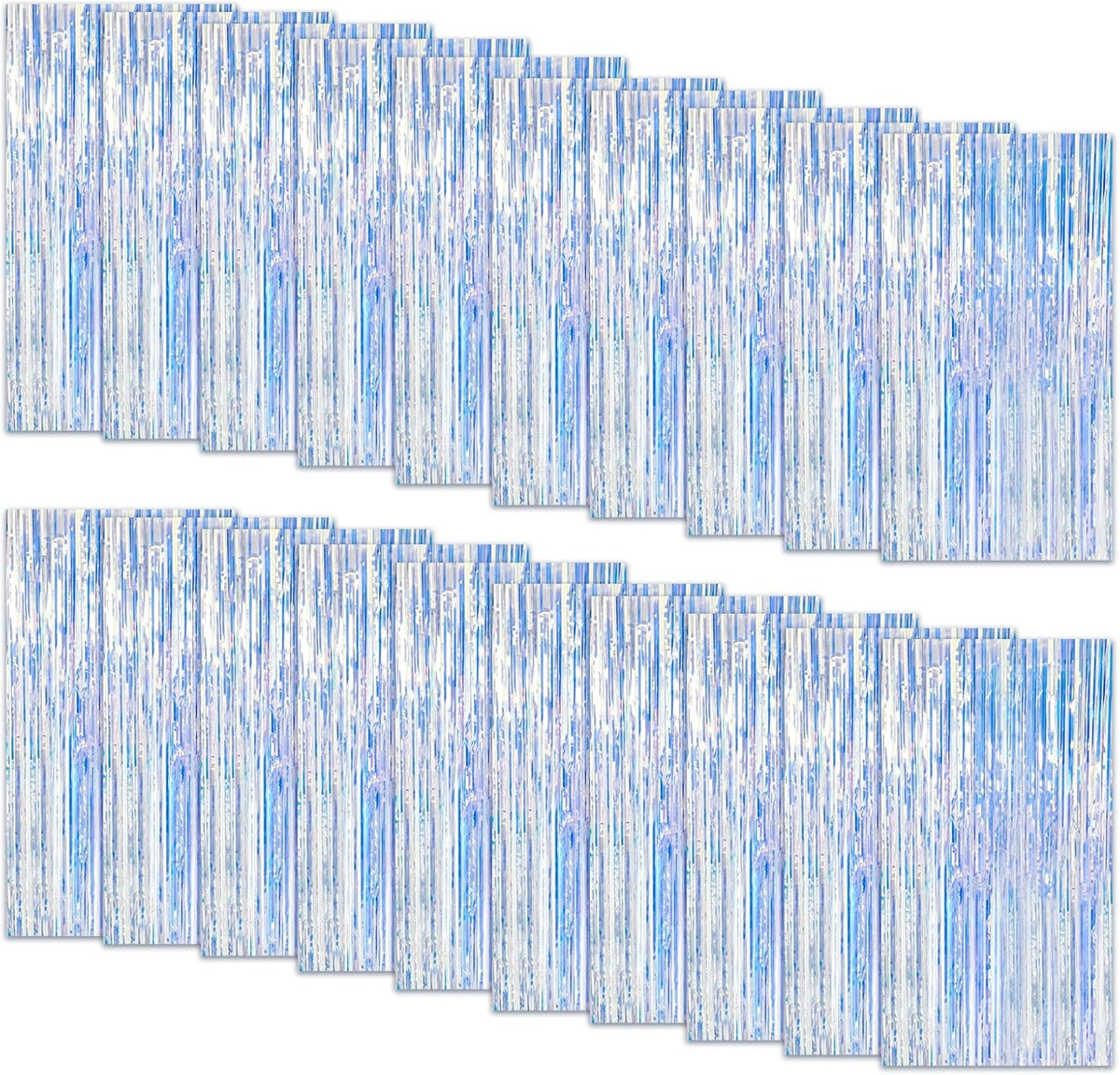 20 Pack Foil Curtain Backdrop Iridescent Metallic Tinsel Foil Fringe Curtains Photo Booth Props for