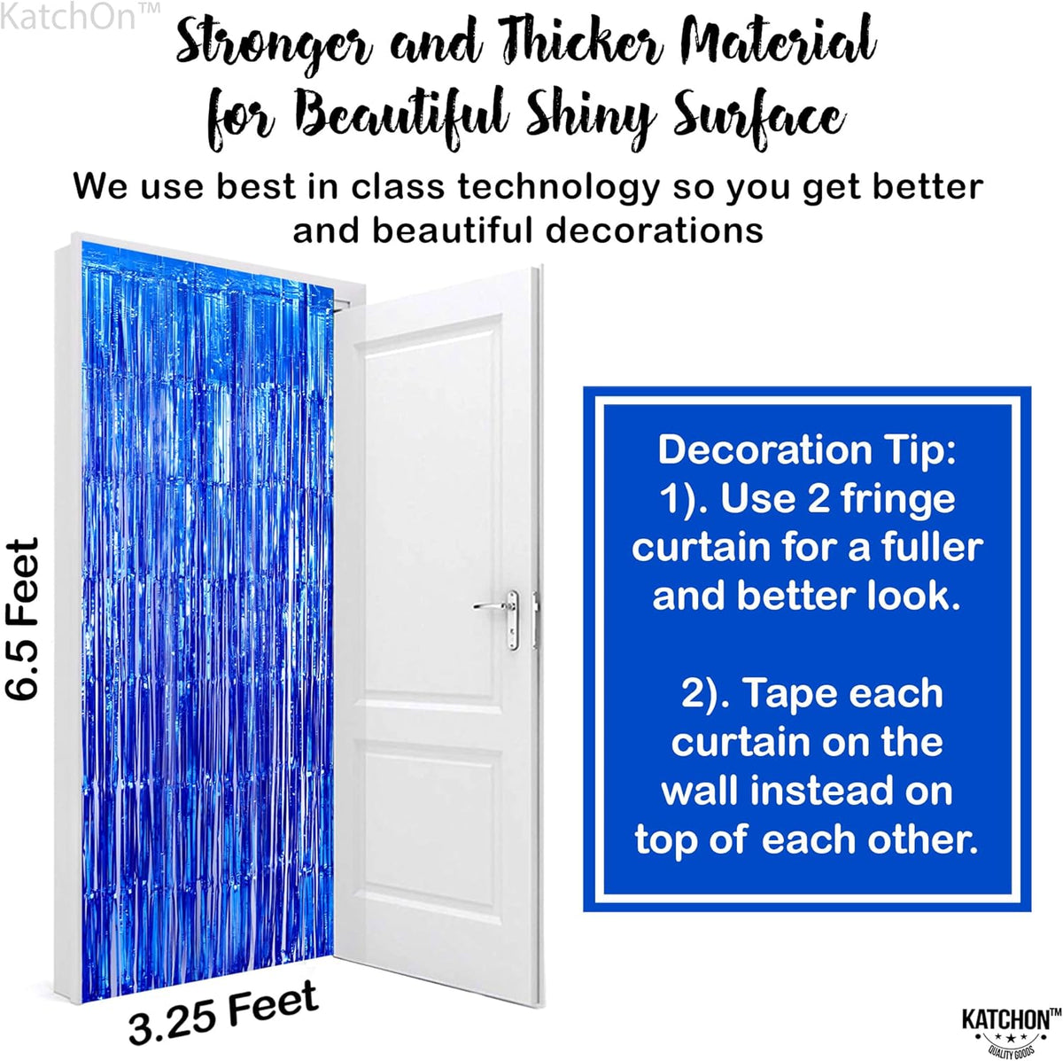 KatchOn, Metallic Blue Backdrop Curtain - Pack of 2 | Blue Streamers for Royal Blue Party