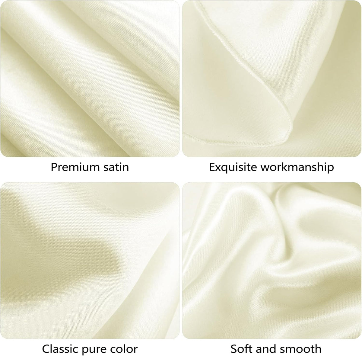 Ruisita 120 Inches Round Satin Tablecloths Ivory Overlay Round Satin Table Cover Bright Silk Smooth