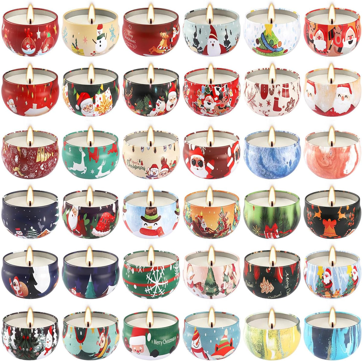 36 Pack Christmas Scented Candles Gift Set 2.5oz Strong Fragrance jar Candles Natural Soy Wax