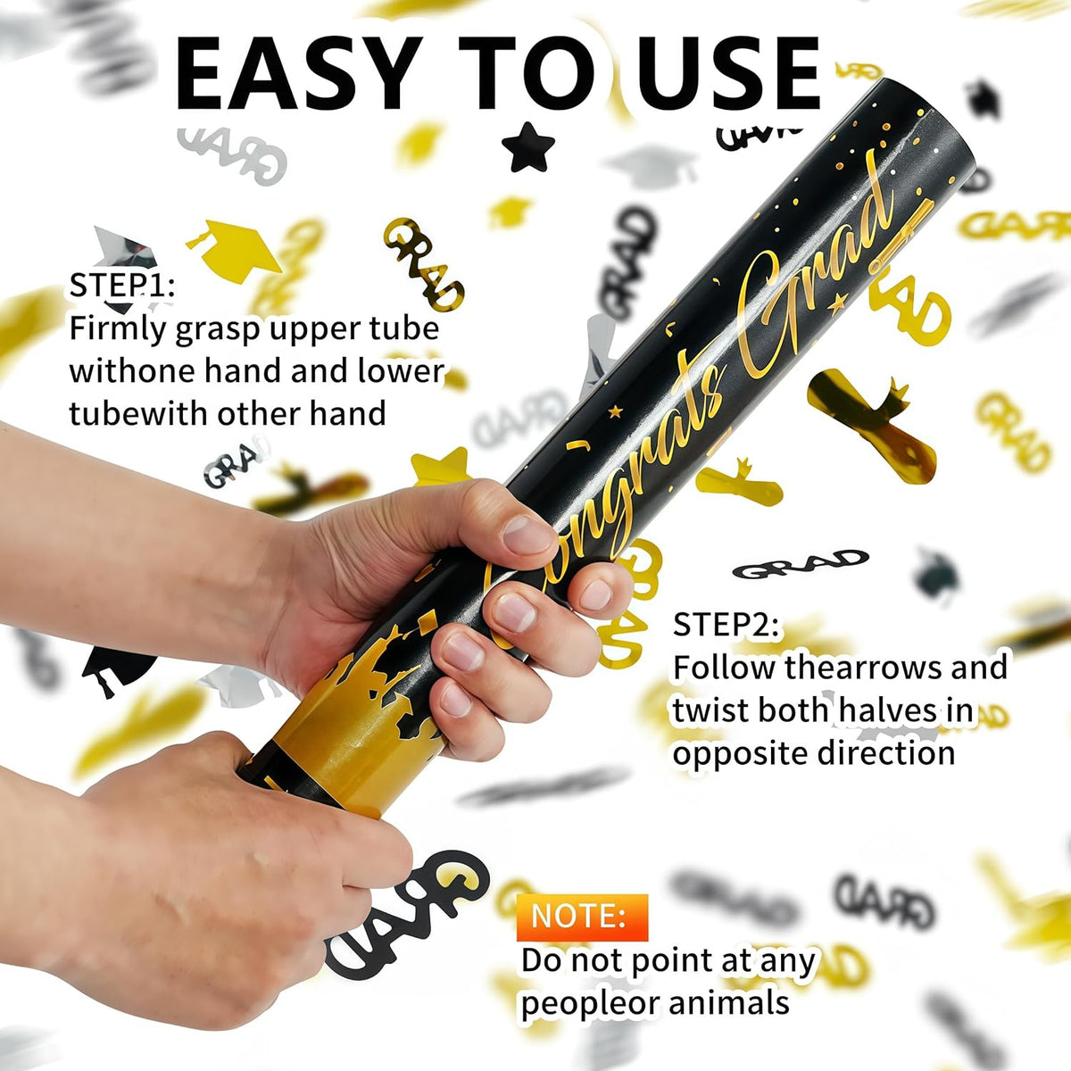 16 inch Graduation Confetti Poppers,Confettis Cannons Bulk with Diploma GRAD Star&Cap Design for