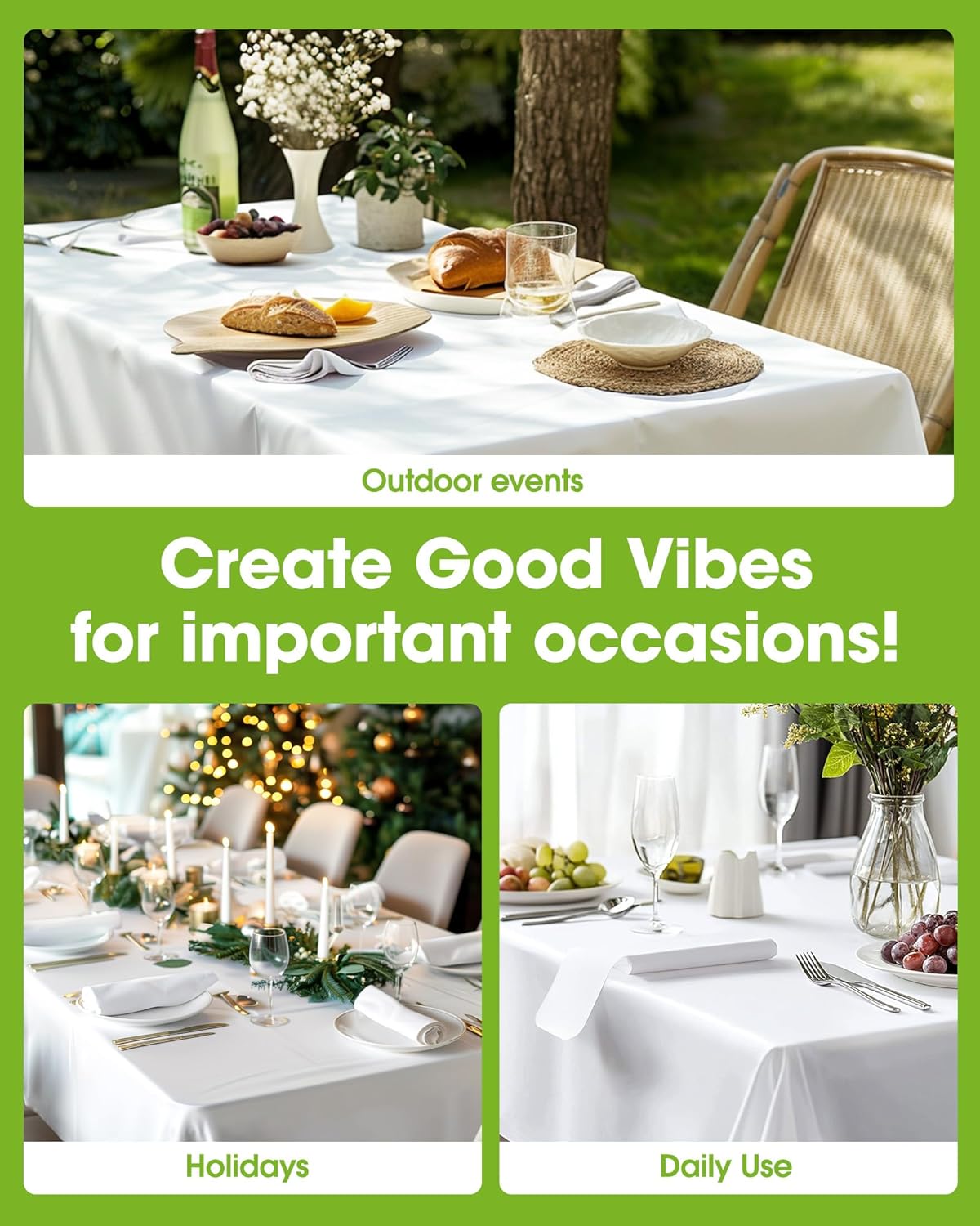 Pureegg Plastic Table Cloth Disposable 10 Pack, 54 x 156 Inch Table Cloths, Party, Picnic, Wedding