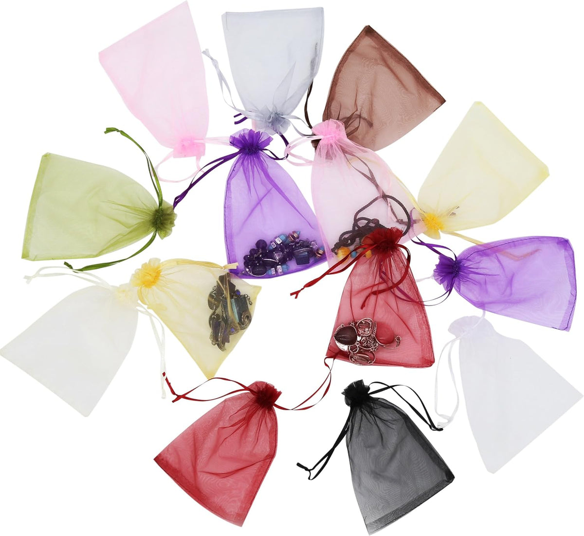 Wudygirl 100 PCS Drawstring Organza Bags 5X7 inches Jewelry Pouches Wedding Baby Shower Party Candy