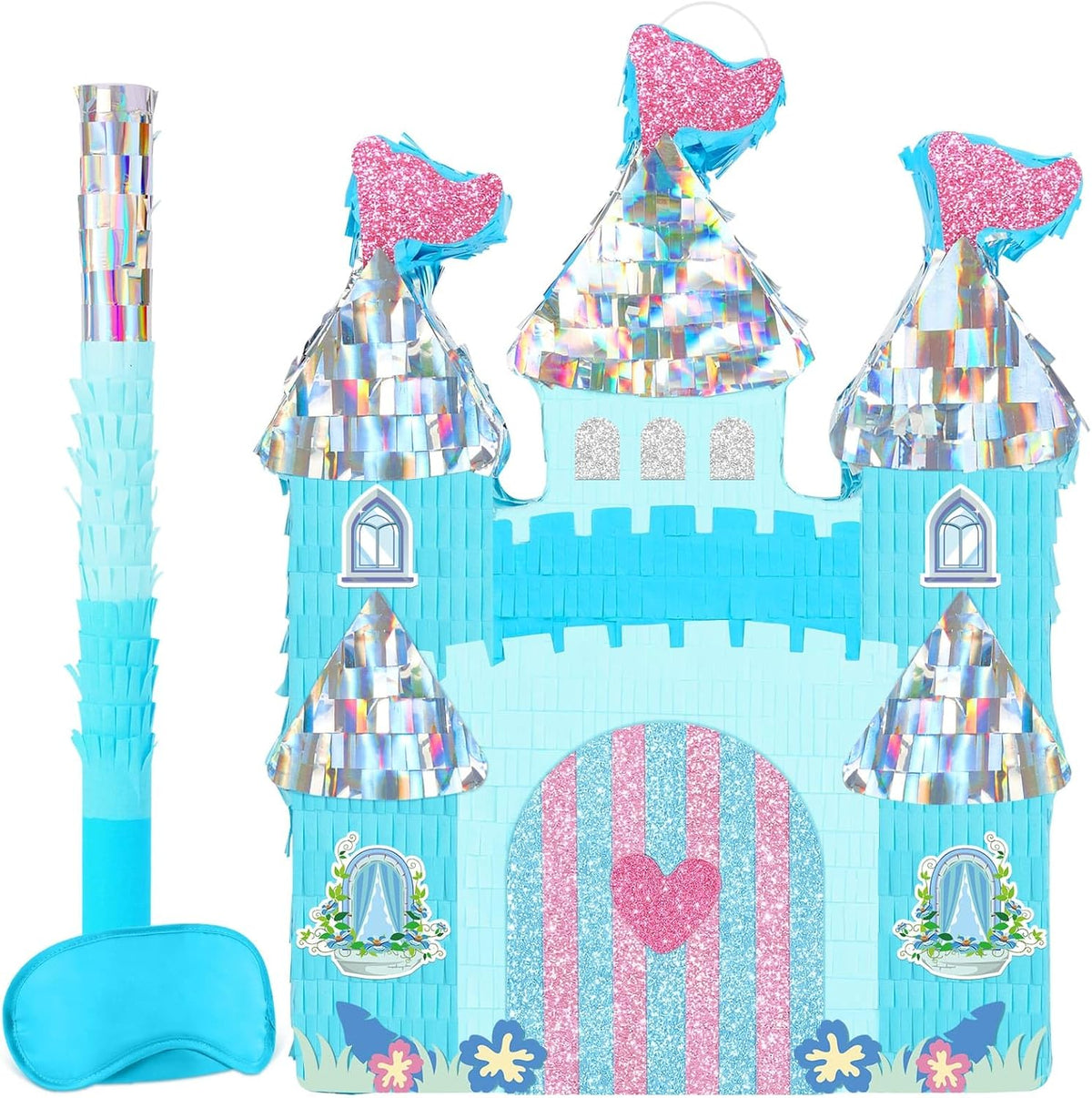 WERNNSAI Princess Castle Pinata - Ice Castle Pinata Blue Princess Party Decorations for Girls