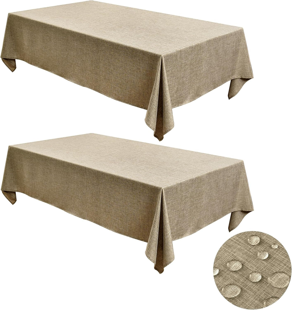 Fitable Faux Linen Tablecloths for Rectangle Tables: Water & Stain Resistant Farmhouse Table Cloth