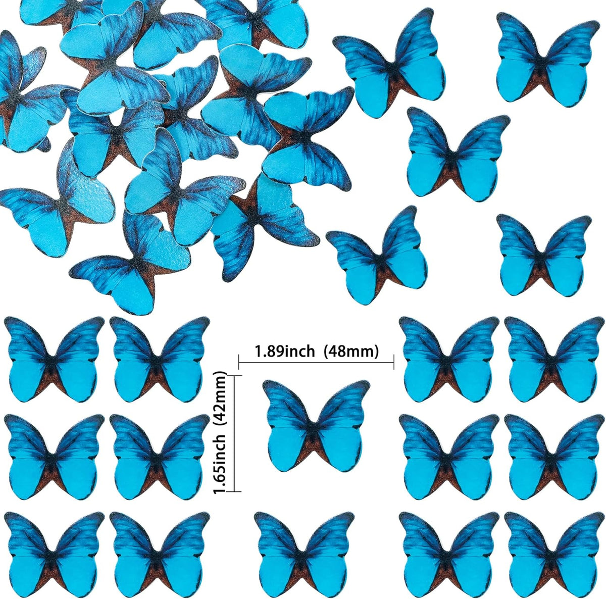 Ephlyn 48Pcs Edible Butterfly Cupcake Toppers 3D Cute Butterfly Cake Picks for Baby Shower Bridal