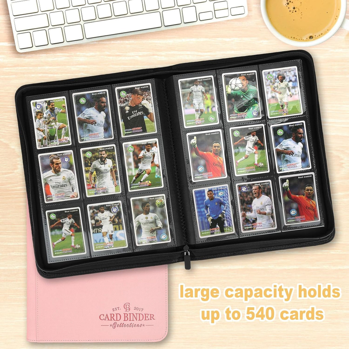 Trading Card Binder, Card Collection Binder Album Folder with 540 Side Loading Pockets, 9 Pocket