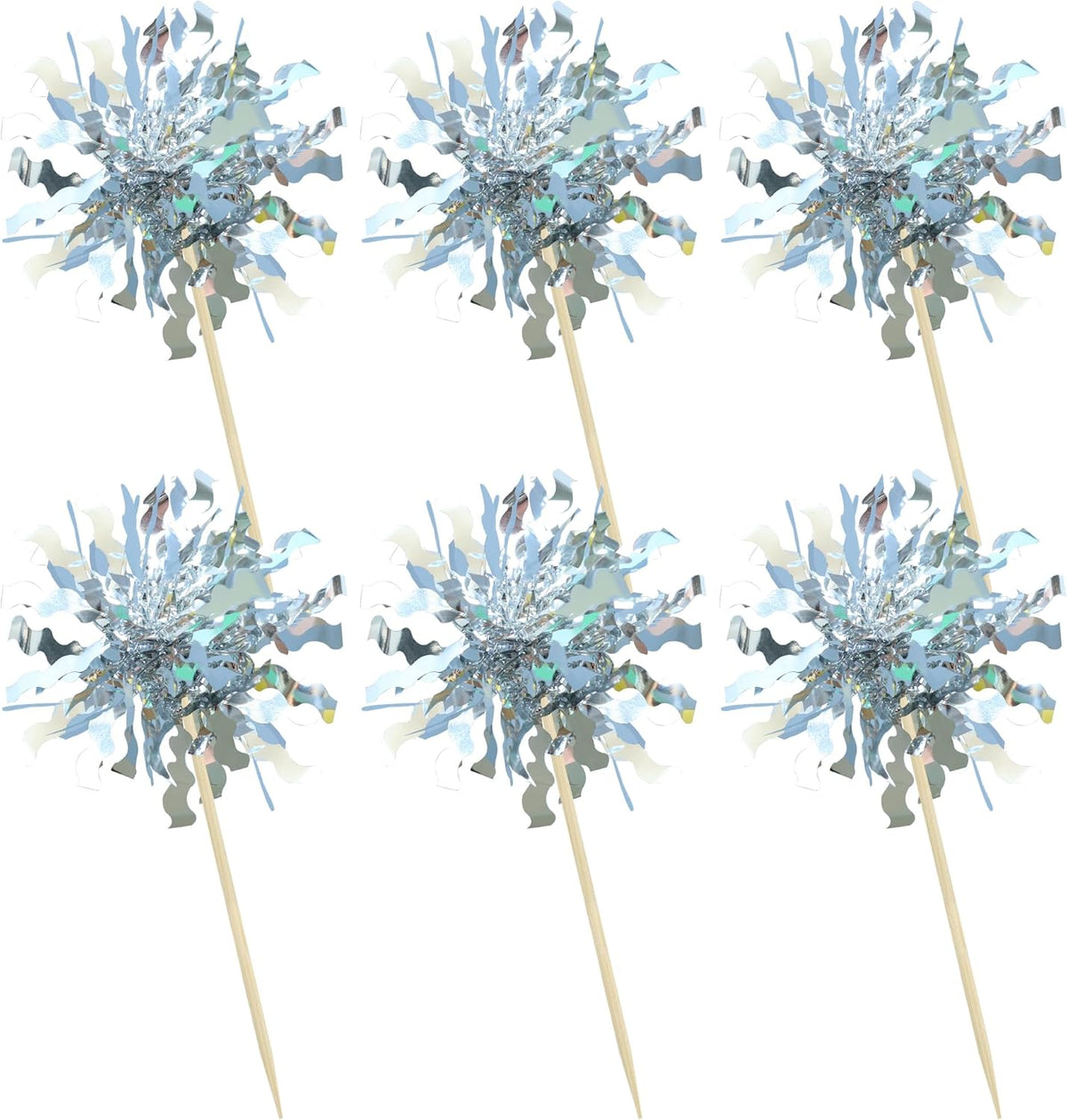 Gyufise 30Pcs Foil Firework Cupcake Toppers Sparkle Tinsel Cake Toppers Tinsel Drink Cake
