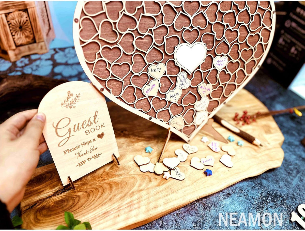 Wedding Guest Book Unique Wooden Heart Alternative GuestBook Bridal Shower Wedding Decoration with