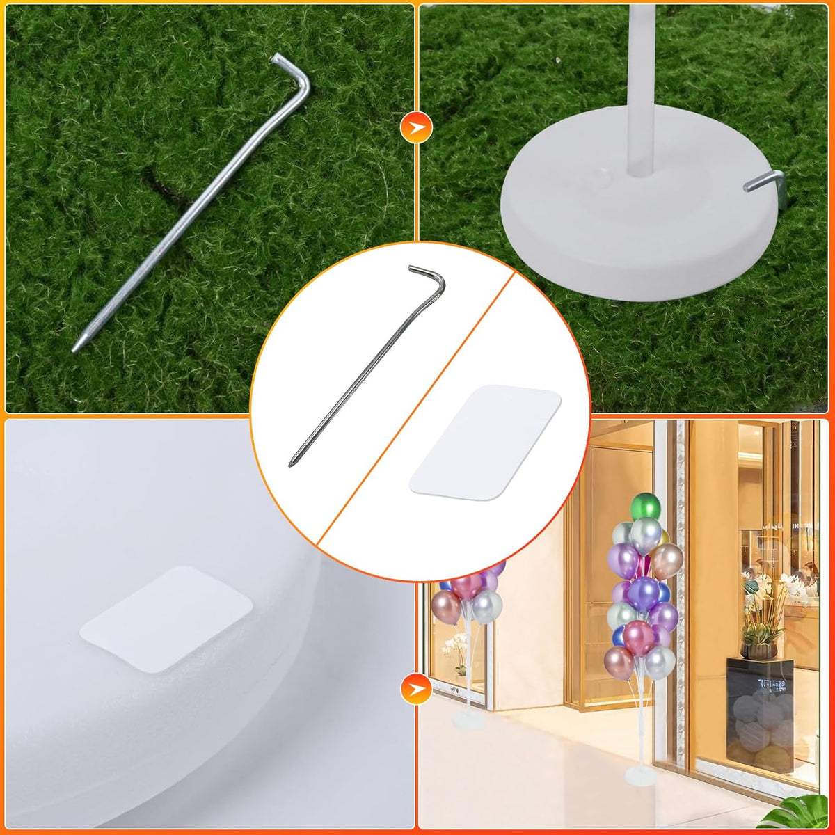2 Sets of Balloon Stand Kit - 6ft Balloon Stands with Base, Balloon Sticks, Decorations for Party