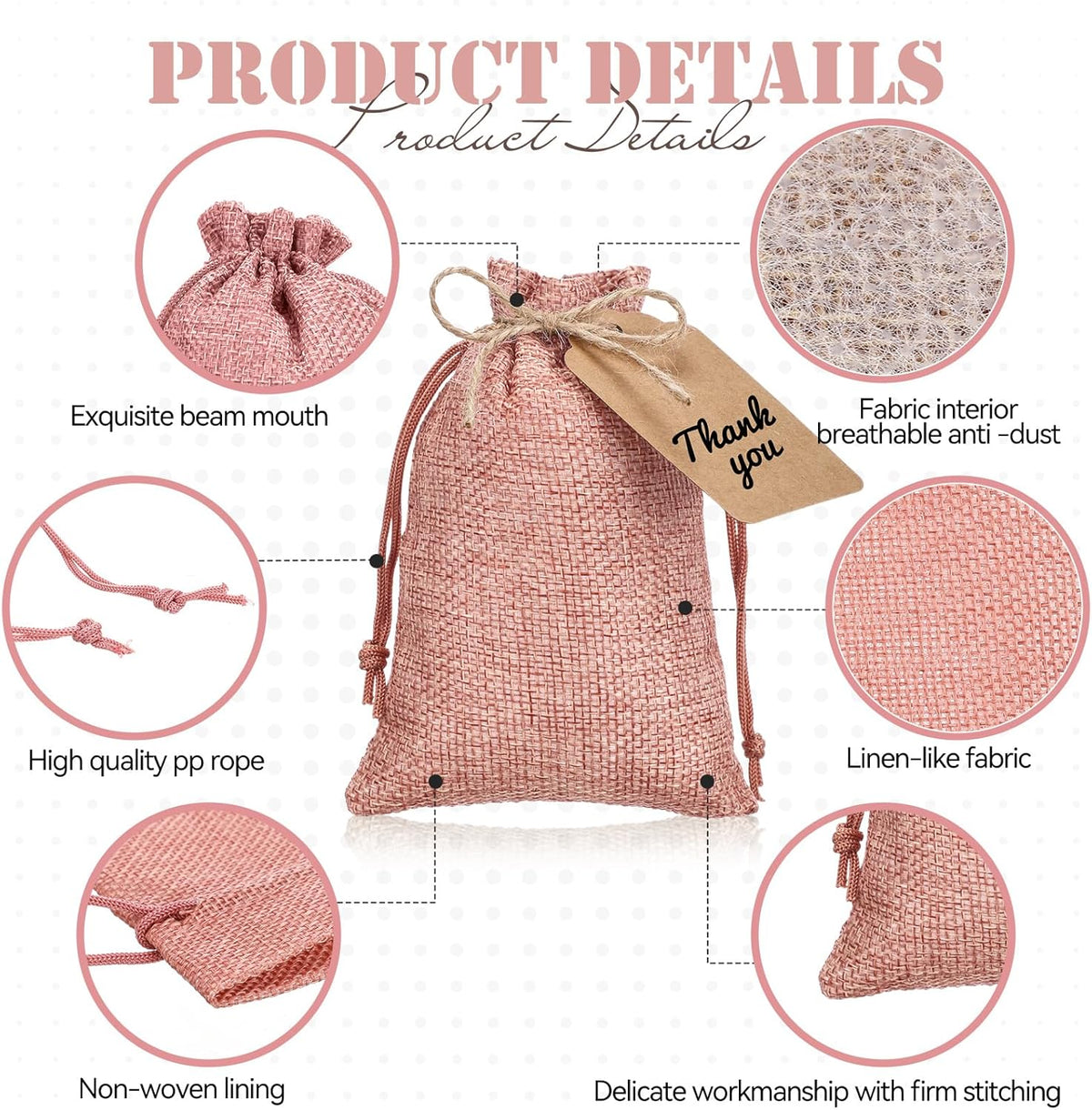 Woanger 100 Pcs Burlap Gift Bags with 100 Pcs Kraft Paper Gift Tags Drawstring Favor Bulk Burlap