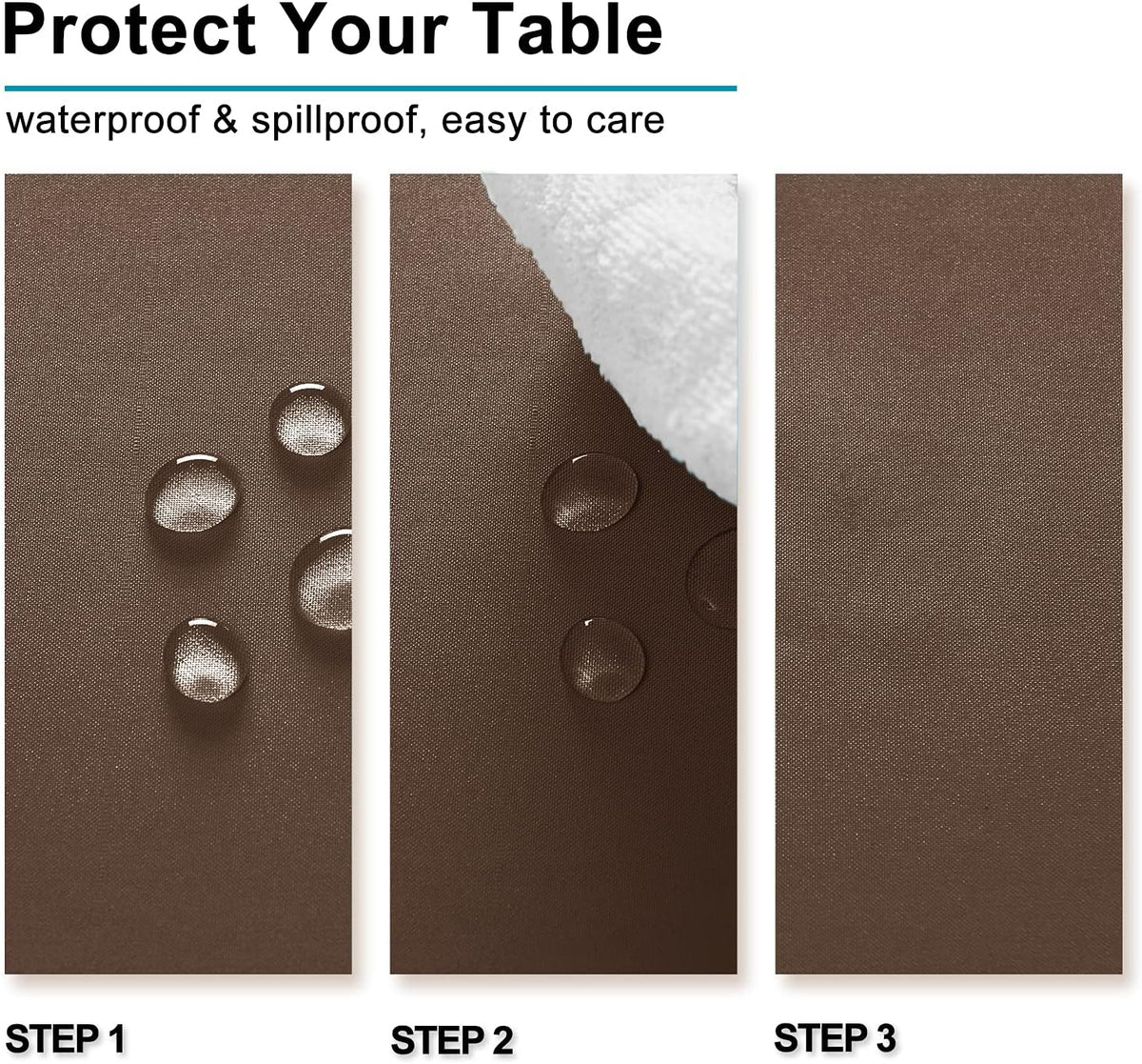 Hiasan Tan Rectangle Tablecloth - Waterproof Washable Polyester Fabric Table Cloth for Buffect
