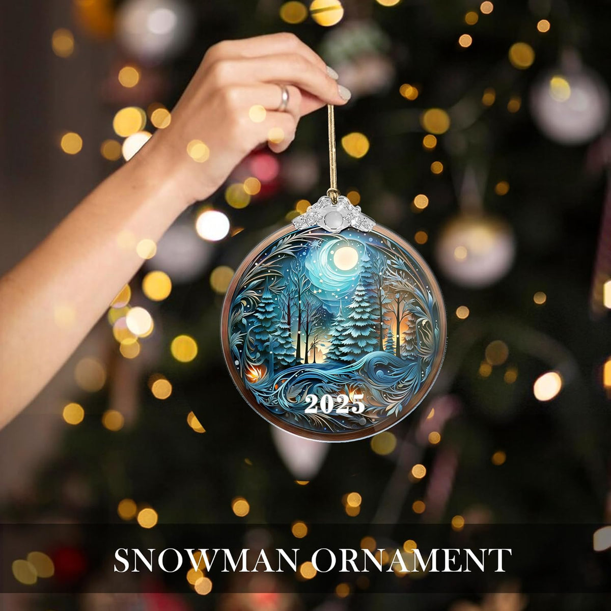 Christmas Ornaments, Tree 4 Inch Acrylic Ornament Art, Holiday Decoration, Car Interiors Decor
