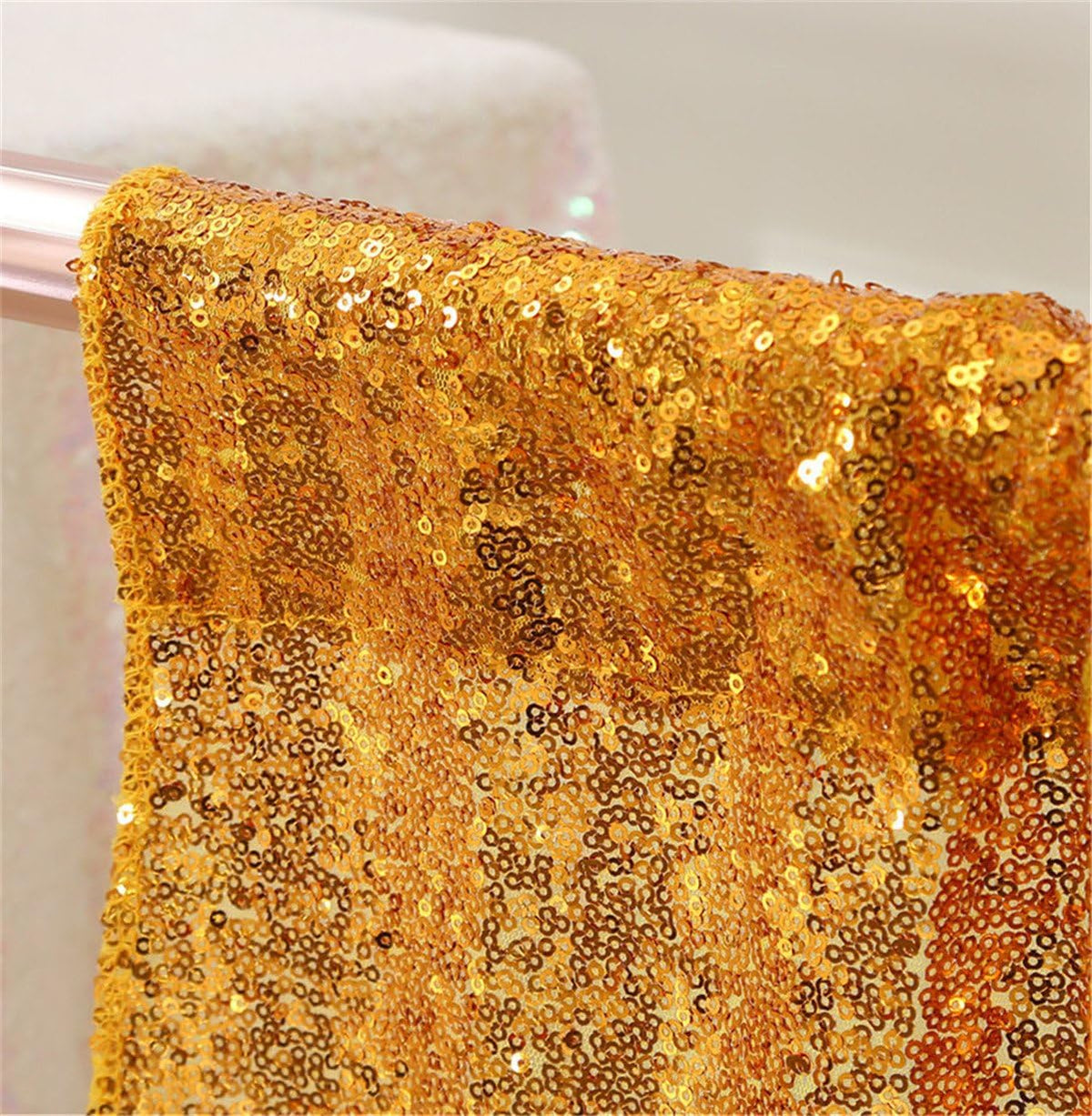 Eternal Beauty Yellow Gold Sequin Backdrop, 10x10 Ft Glitter Background Curtains for Shimmer