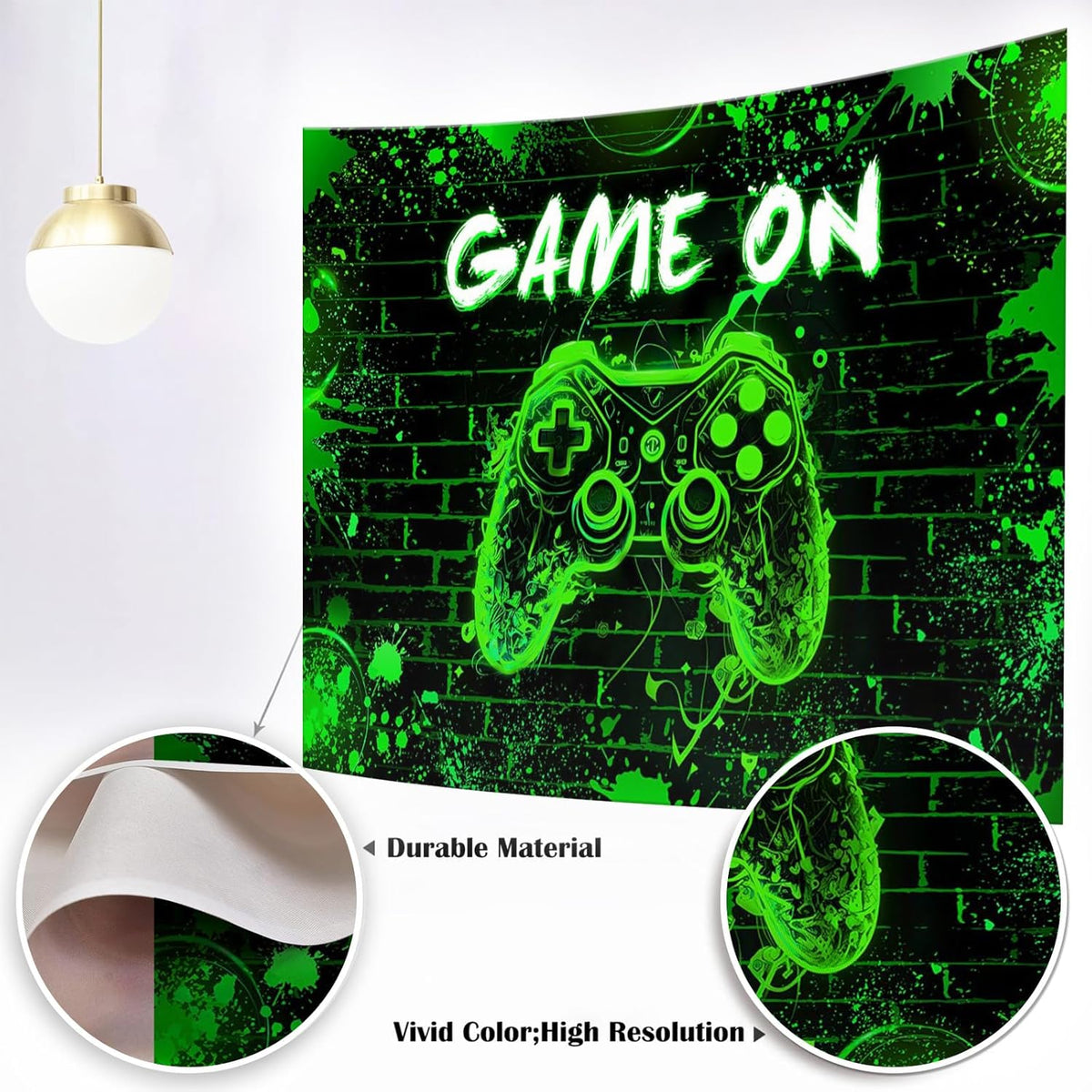 Mocsicka Game On Backdrop Video Game for Boys Level Up Birthday Party Decoration Game Night Arcade