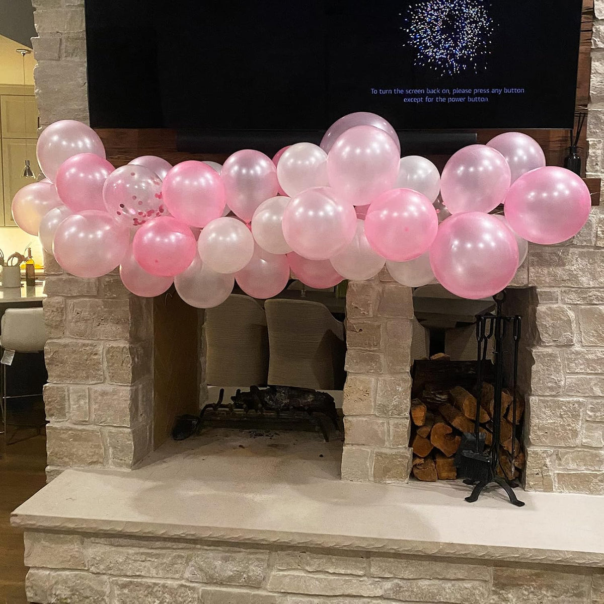 Balloons Pink and White, 60 Packs 12 Inch Light Pink White Balloons with Confetti Balloons for