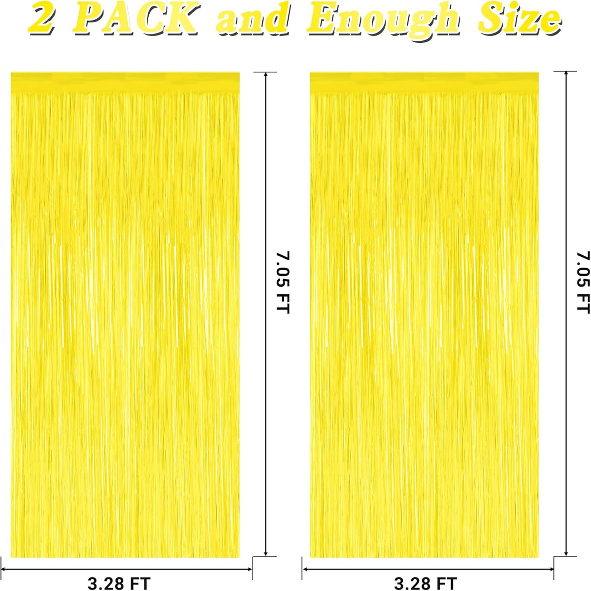 2 Pack Backdrop Curtains, 3.28 FT x 7.05 FT Yellow Color Tinsel Backdrop, Metallic Foil Backdrop