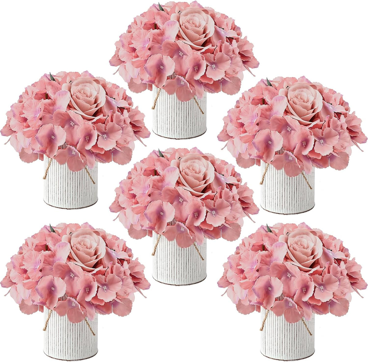 Flower Table Centerpieces - Set of 6 Floral Arrangement Artificial Wedding Hydrangeas Floral