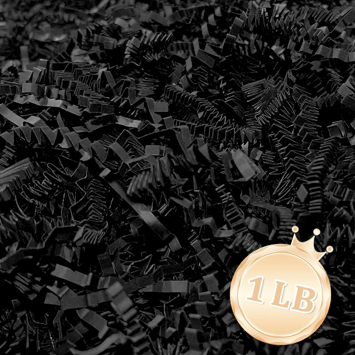 Zankubom 1 LB Black Crinkle Cut Paper Shred Filler Great for Gift Wrapping, Black Basket Fillers