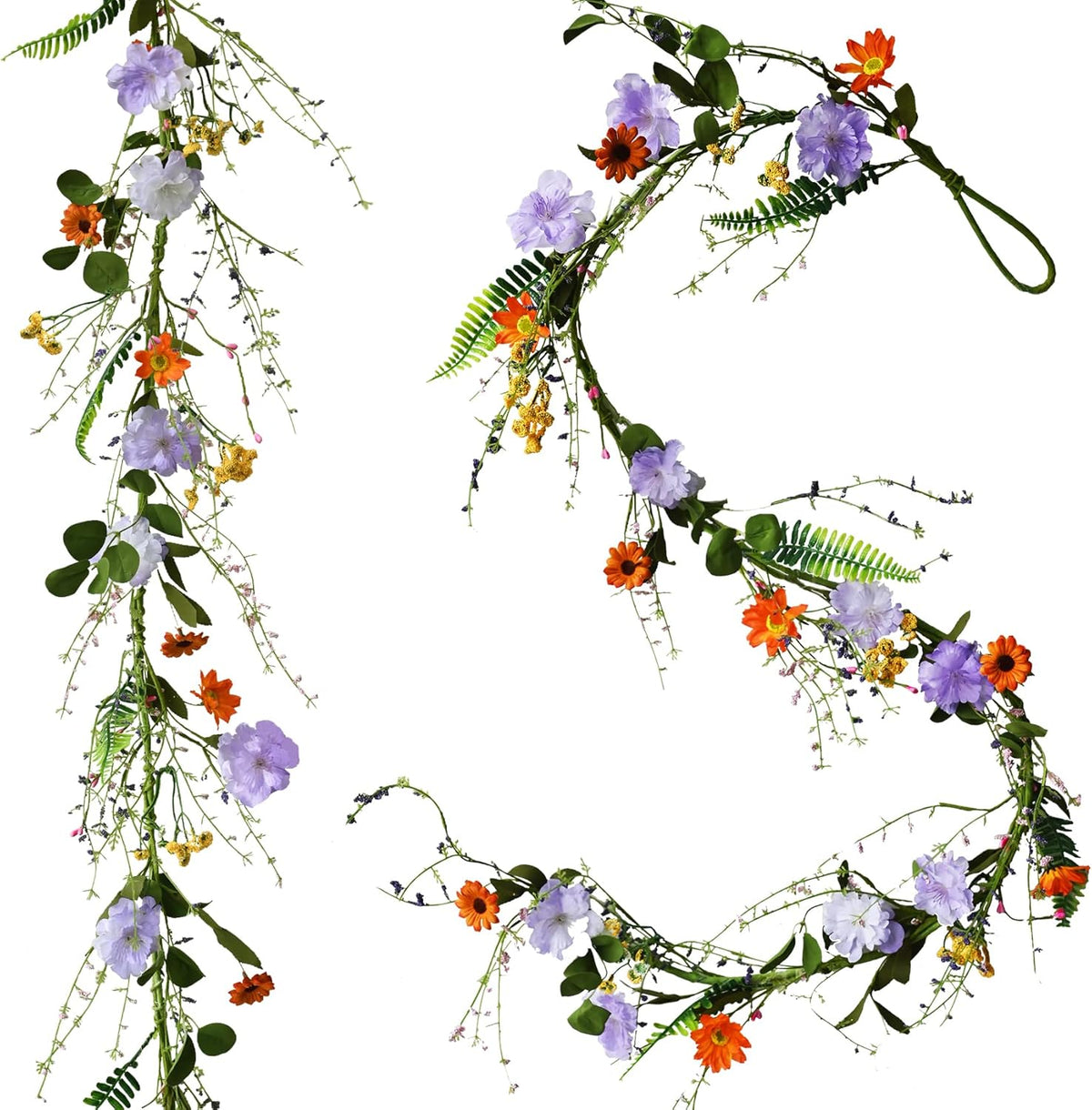 2PCS Artificial Daisy Garland, 6FT Faux Flower Hanging Vine, Purple Flowers Ivy, Spring Garland