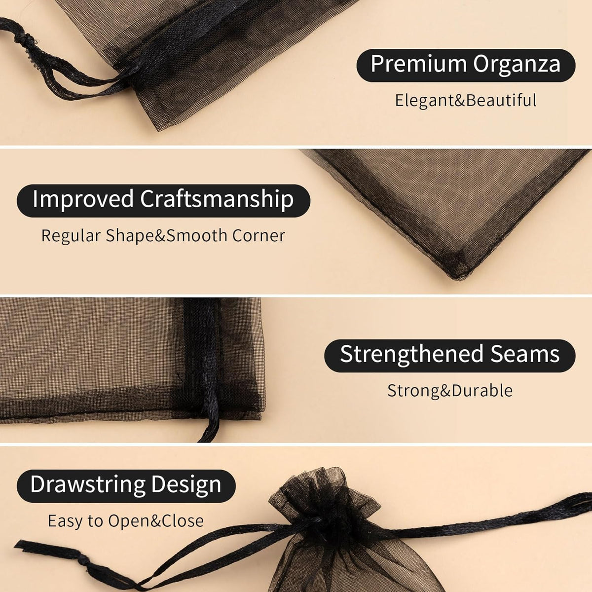 50 Pcs Organza Bags 5x7 Inch, Small Mesh Bags Drawstring Gift Pouches for Jewelry Candy Party Favor