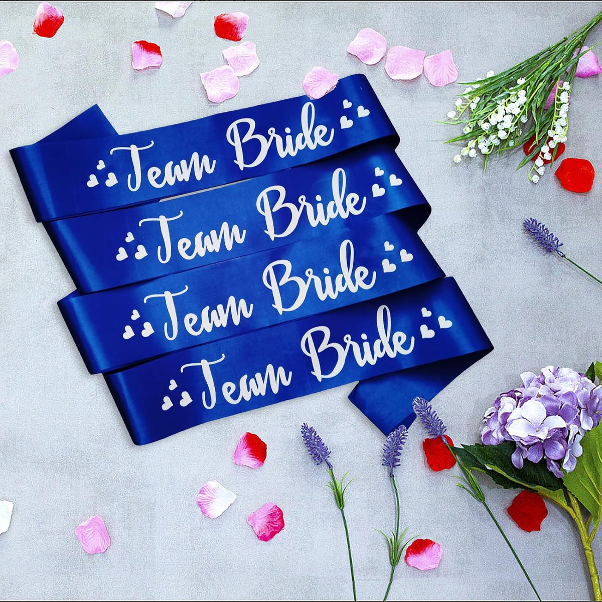 7 Pack Bachelorette Sashes Royal Blue, 1 White Bride to Be Sash and 6 Team Bride Sashes Bridal