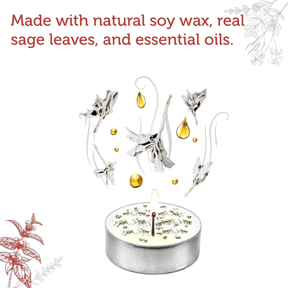 SOUL STICKS 12 Pack Little Smudgies Tealight Candles Smudge Candle for Cleansing House, Meditation