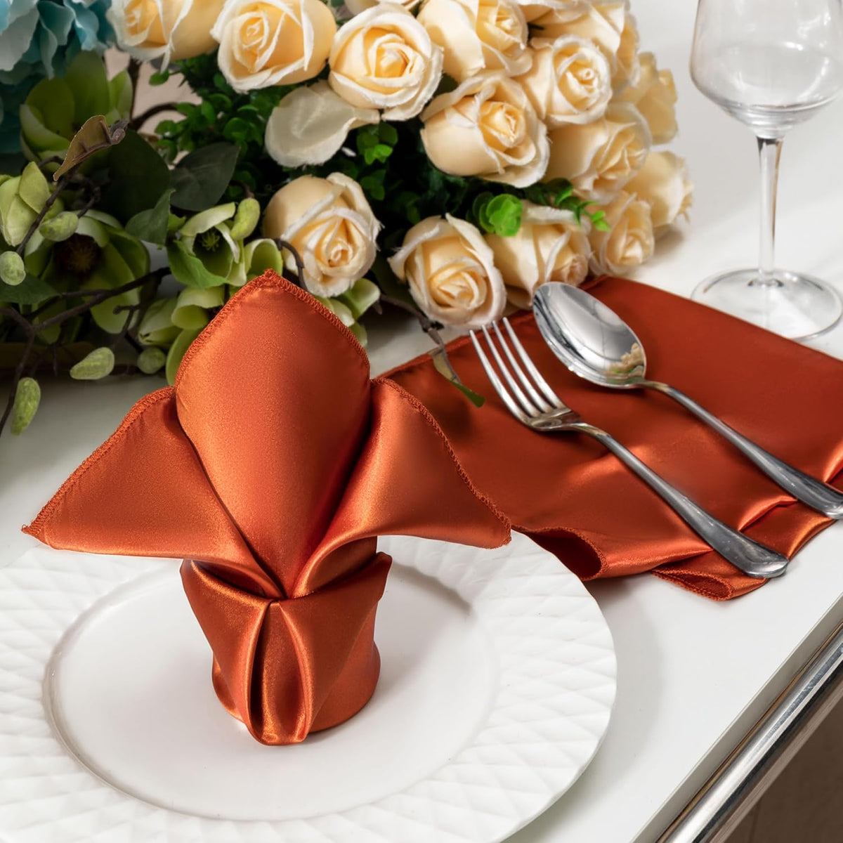 36 Pack Square Satin Dinner Napkins, 16x16 Inches Silky Soft Smooth Table Cloth Napkins for