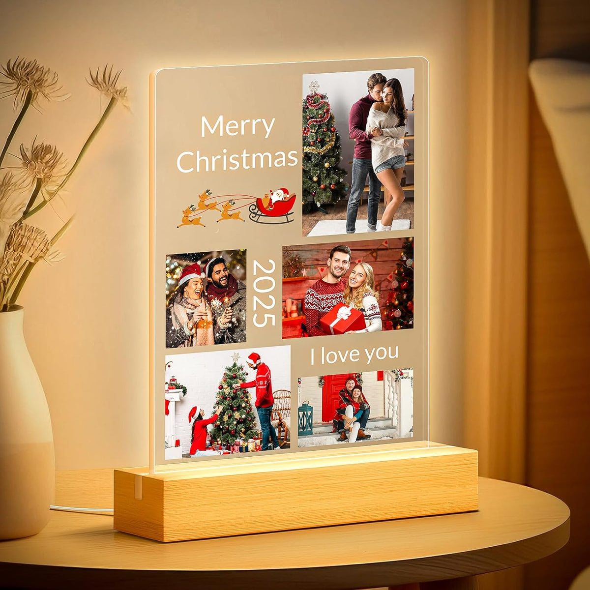 Custom Picture Frames with Photo, Personalized Photo Frame with Night Light, Customized Picture