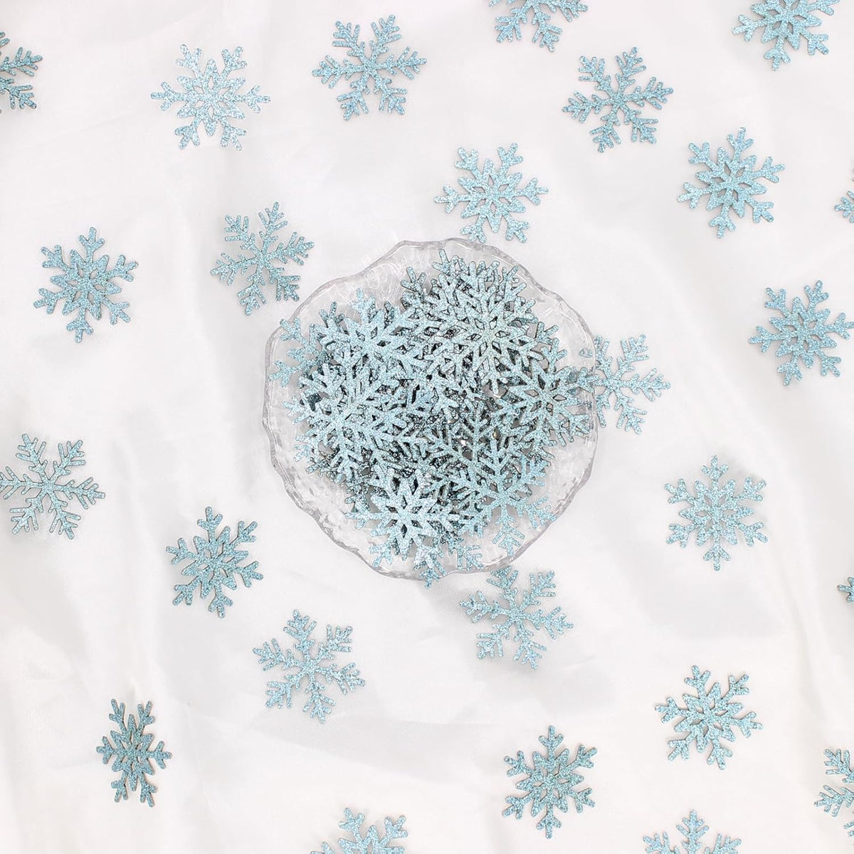 200PC Blue Glitter Snowflake Confetti Winter Wonderland Table Decorations Snowflakes Table Scatter