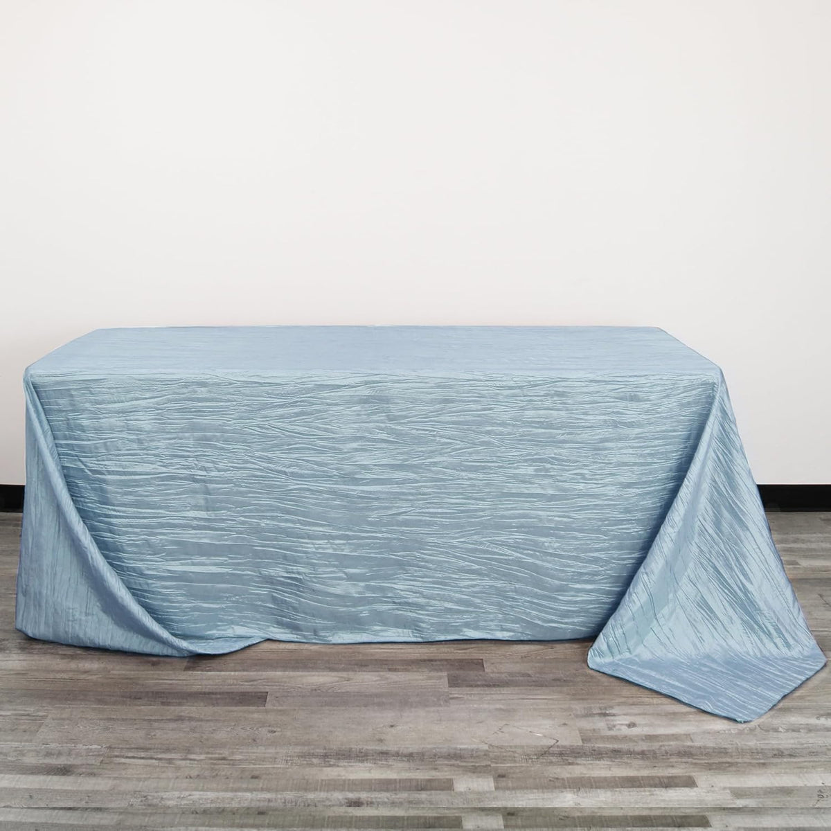 YOUR CHAIR COVERS - 90 x 132 inch Rectangular Crinkle Taffeta Tablecloth - Light Blue, Rectangle