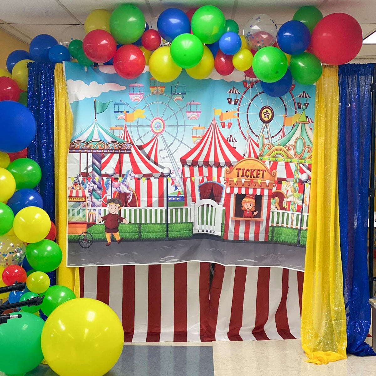 Red Blue Yellow Green Balloon Set, 12 Inch Carnival Circus Party Balloon Red Blue Green Yellow