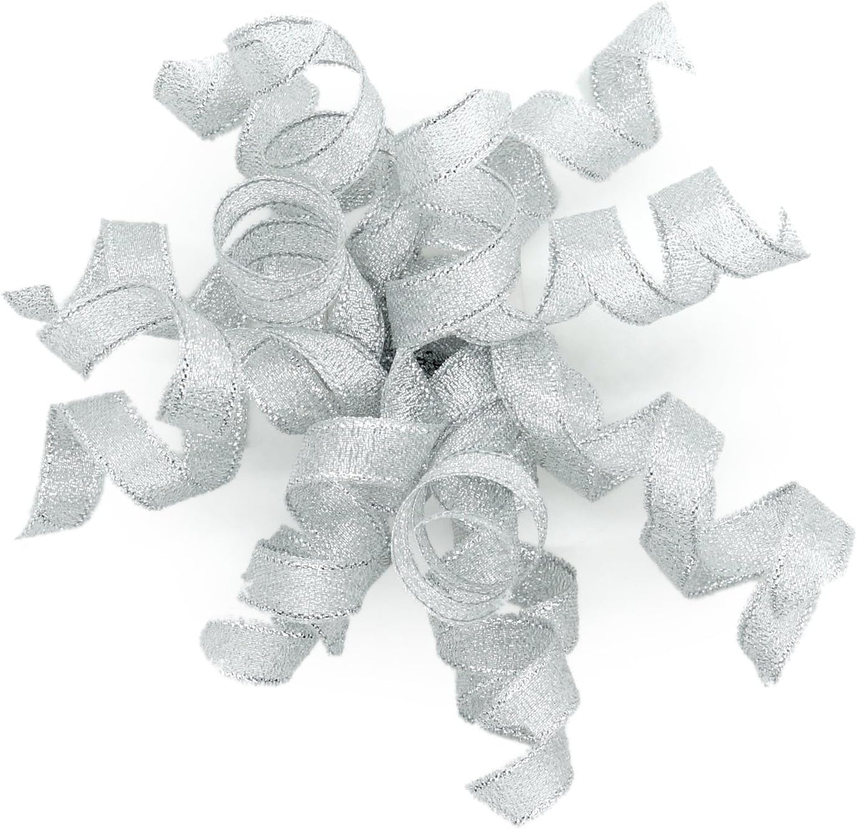 CT CRAFT LLC Silver Metallic Burst Curly Ribbon Bow 4" Wide x 6 Counts Gift Wrapping Pre-Tied