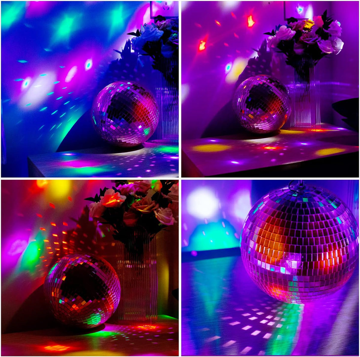Mirror Disco Ball Decor with Hanging Ring 8" Large Pink Disco Ball Ornament for Disco Party