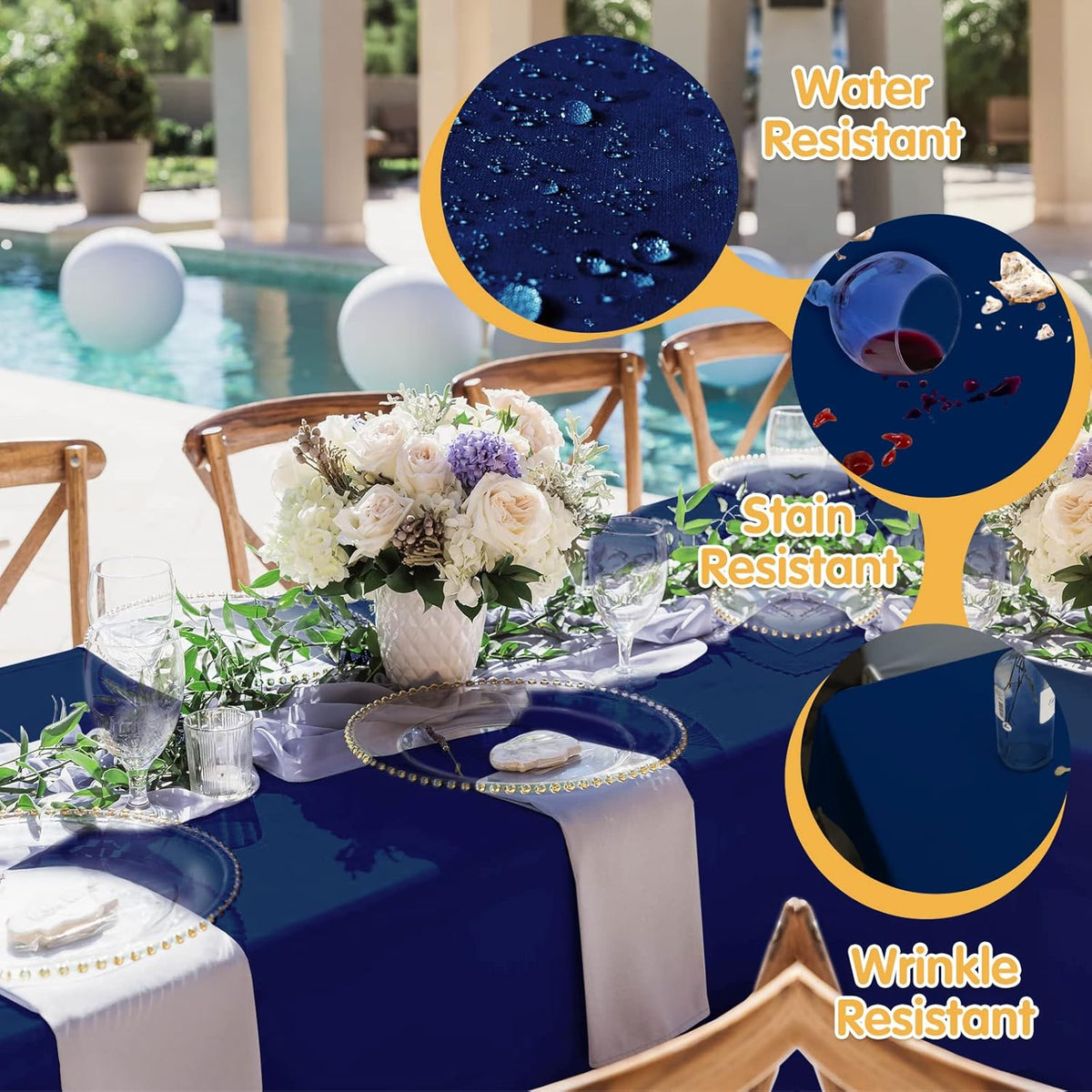 BRILLMAX 10 Pack Navy Blue Tablecloths for 8 Foot Rectangle Tables 60 x 126 Inch - 8ft Rectangular