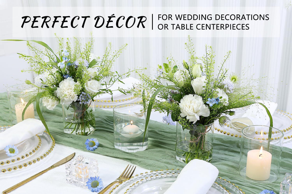 12Pcs Glass Cylinder Vase for Centerpieces 5 Inch Clear Flower Vases Bulk, Glass Hurricane Candle