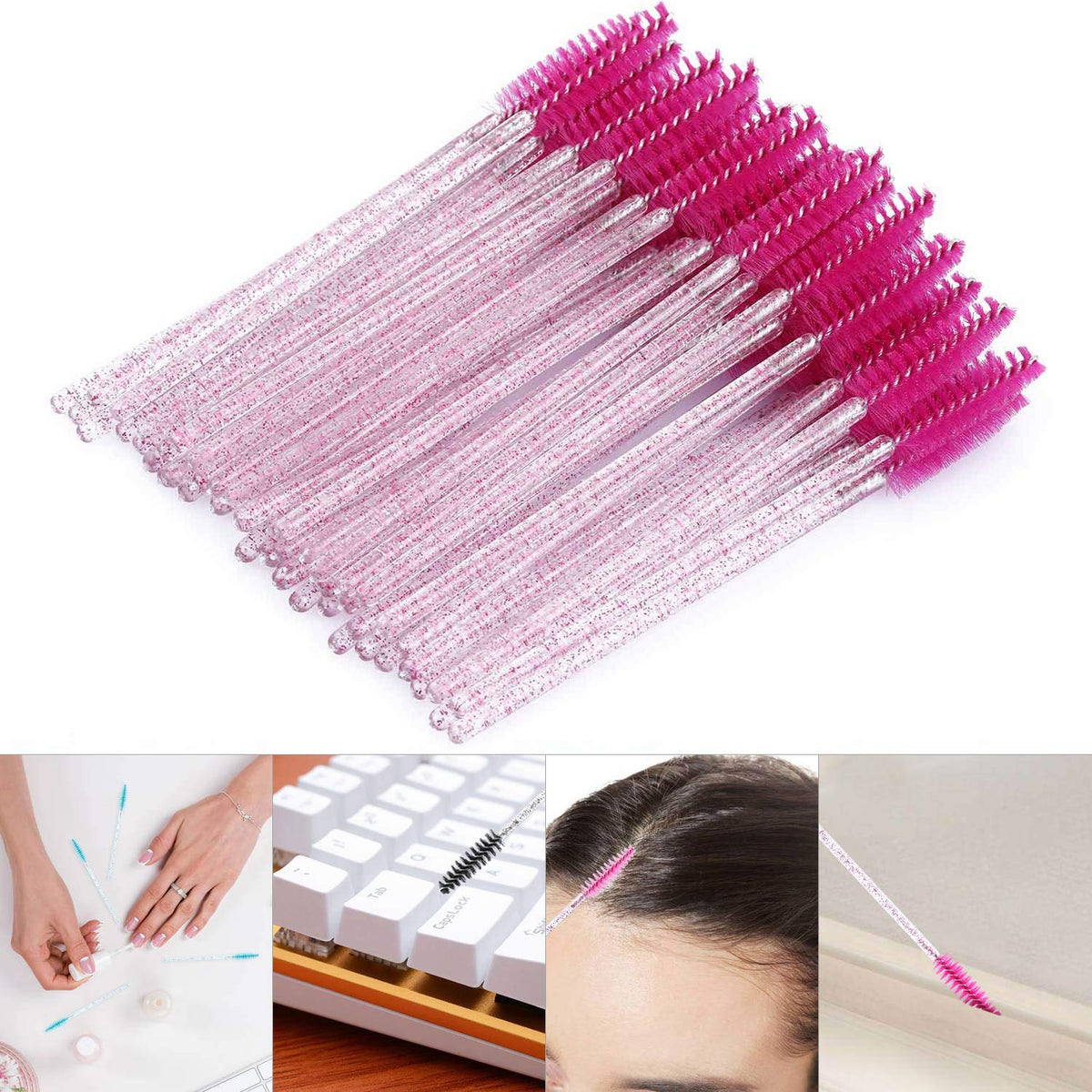 300 Disposable Mascara Wands Eyelash Brush Spoolies for Eye Lash Extension, Eyebrow and Makeup