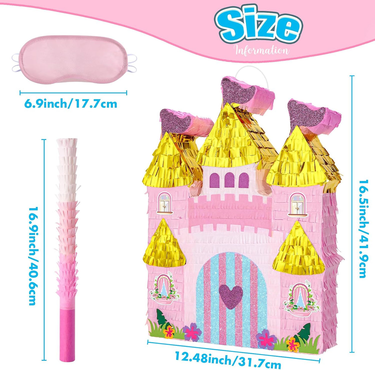WERNNSAI Princess Castle Piñata - Princess Birthday Party Decorations Pink Princess Piñata with