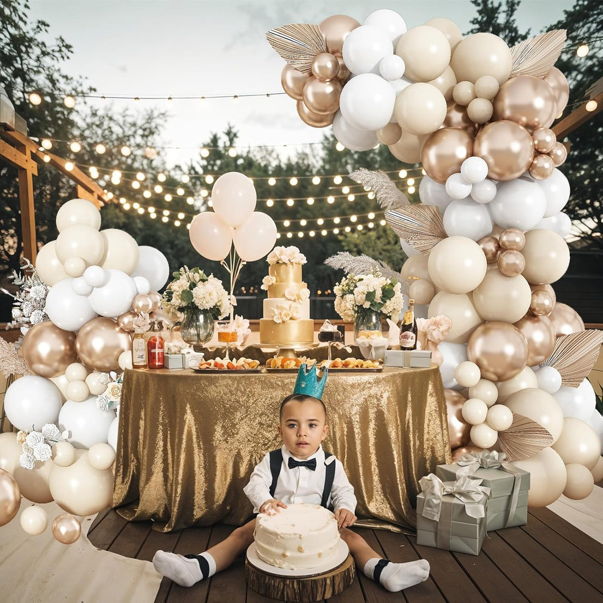 Neutral Balloon Arch Kit 142Pcs Cream White Champagne Gold Balloons Garland Kit Boho Beige Sand