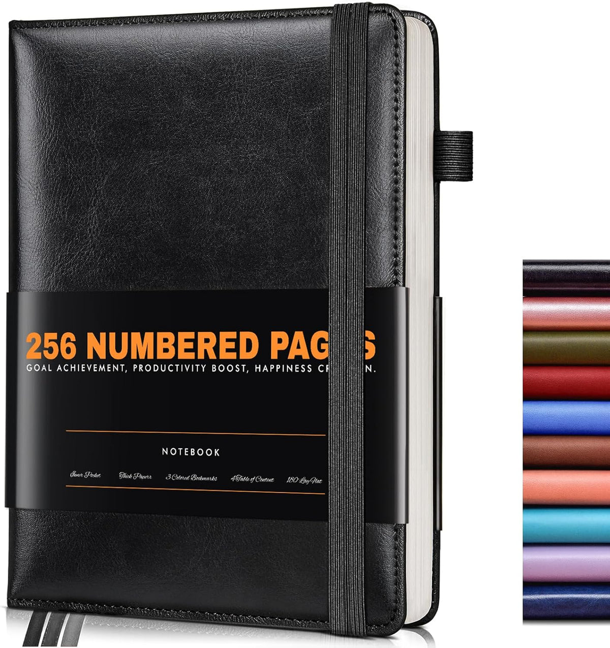 Lined Journal Notebook for Women Men, 256 Numbered Pages Hardcover Leather Journals for Writing, A5