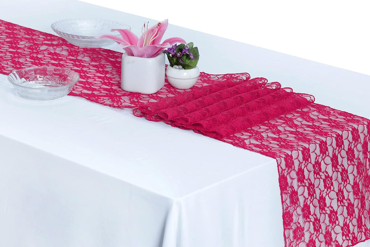 MDS Pack of 5 Wedding 12 x 108 inches Lace Table Runner for Wedding, Decorations for Birthday
