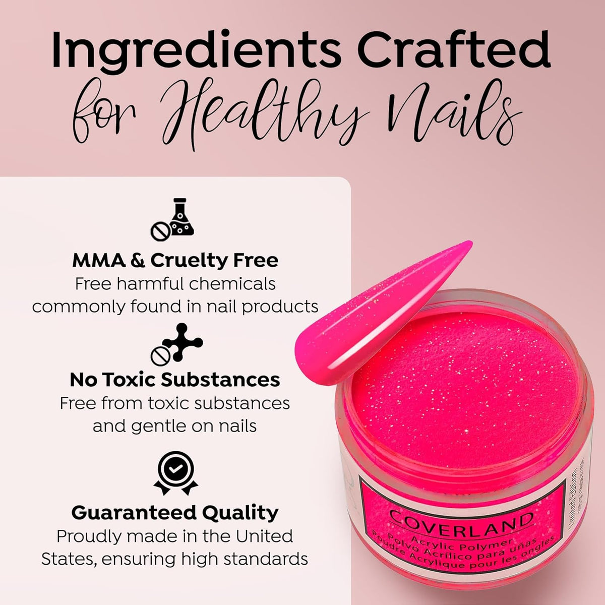 Tones Coverland Acrylic Nail Powder "Strawberry Margarita" - Limited Edition Acrylic Powder for