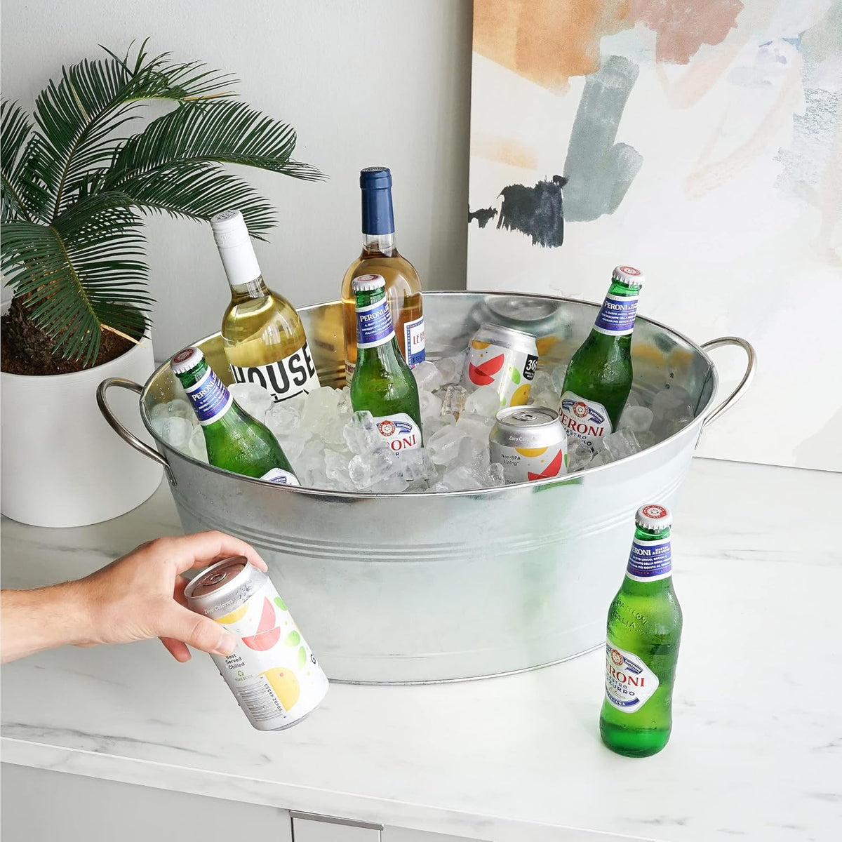True Galvanized Tub, Large Ice Buckets for Parties, Beverage Cooler for Beer, Wine, Soda, Bottled