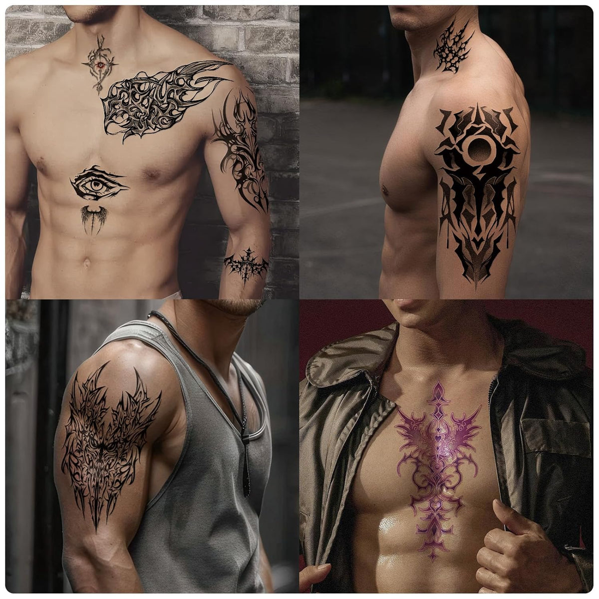 Yazhiji 77 Sheets Cyber Sigilism Temporary Tattoos Adult, 17 Sheets Cyber Seal Fake Arm Chest
