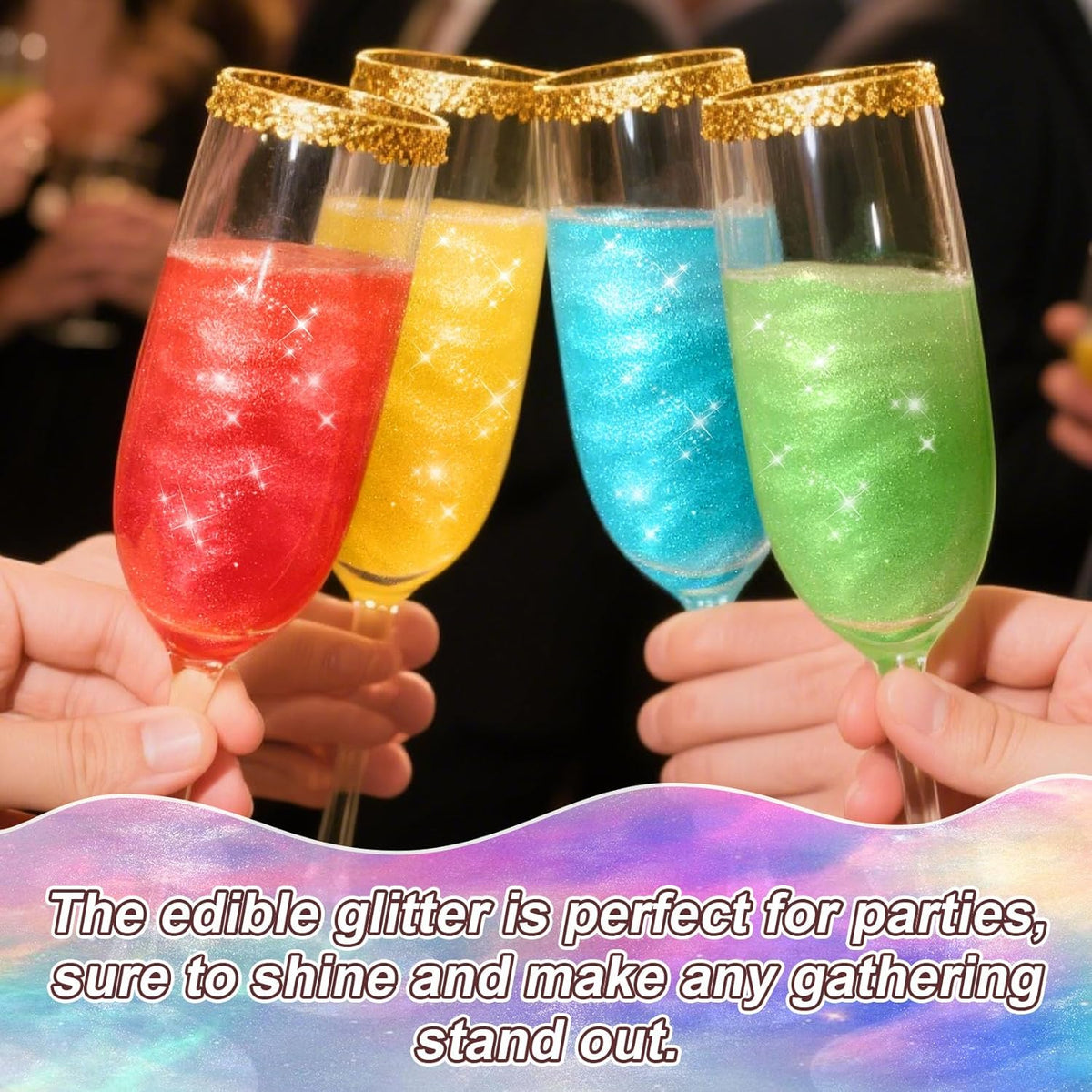 Edible Glitter for Drinks - 20 Glimmer Colors Luster Dust Edible, Food Grade Shimmering Cake