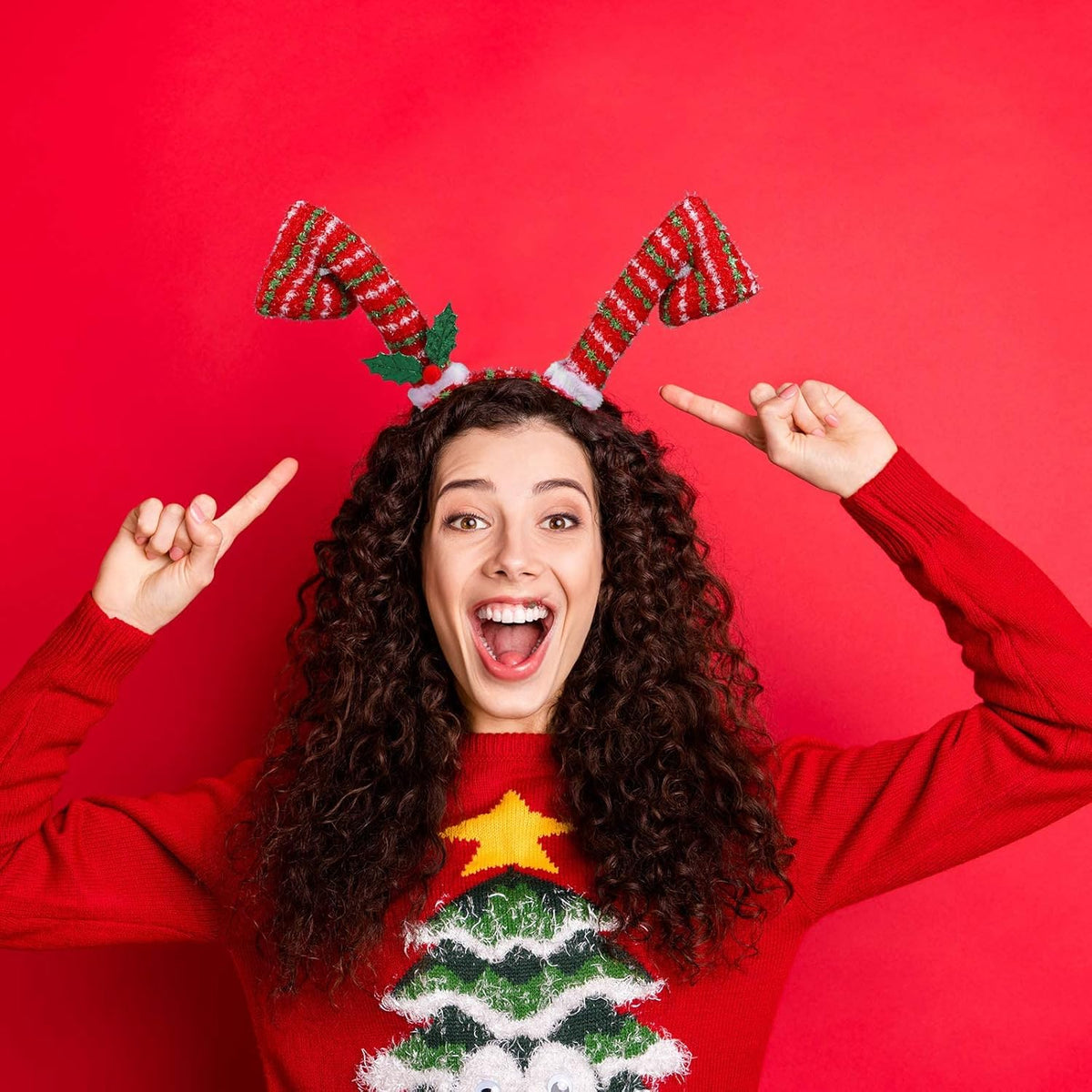 URATOT 9 Pack Creative Holiday Headbands Christmas Party Costume Headwear Elves Party Hats Reindeer