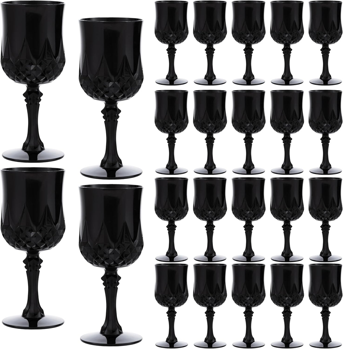 JLYLOL Plastic Vintage Wine Glasses 7OZ Plastic Goblets Vintage Drinking Glasses 24PCS Retro