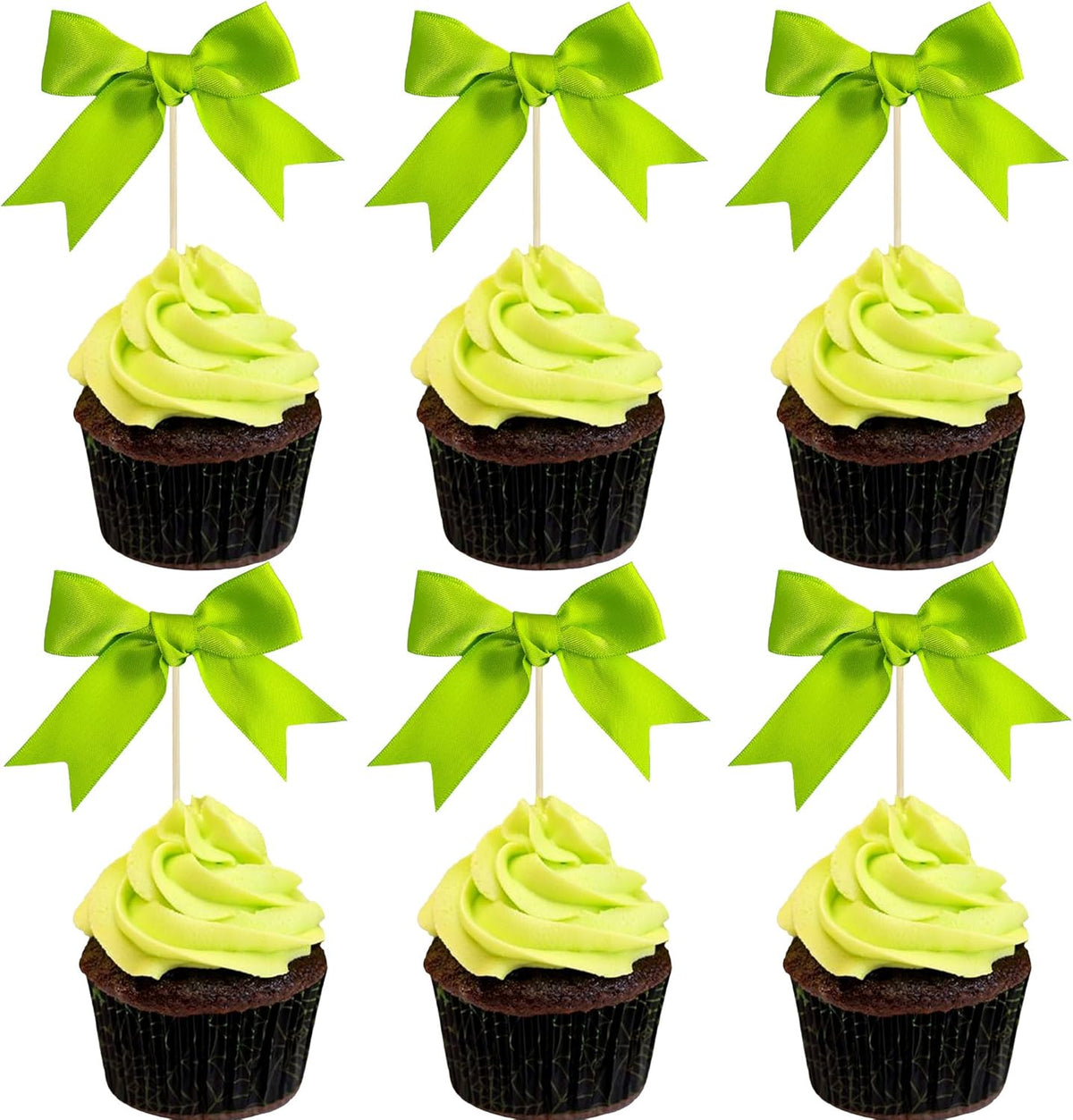 Gyufise 24Pcs Bow Cupcake Toppers Coquette Bow Girls Birthday Cake Decorations Bowknot Cake Toppers