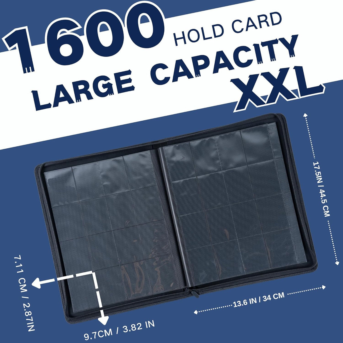 1600+ Pockets Trading Card Binder, 16-Pocket Card Ablum Compatible with MTG,Sports Cards & Other