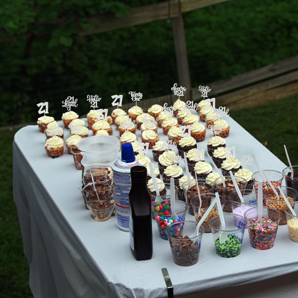 30pcs 21st Birthday Cupcake Toppers - Twenty One Legal 21st Cupcake Picks - Cheers to 21 Years Old